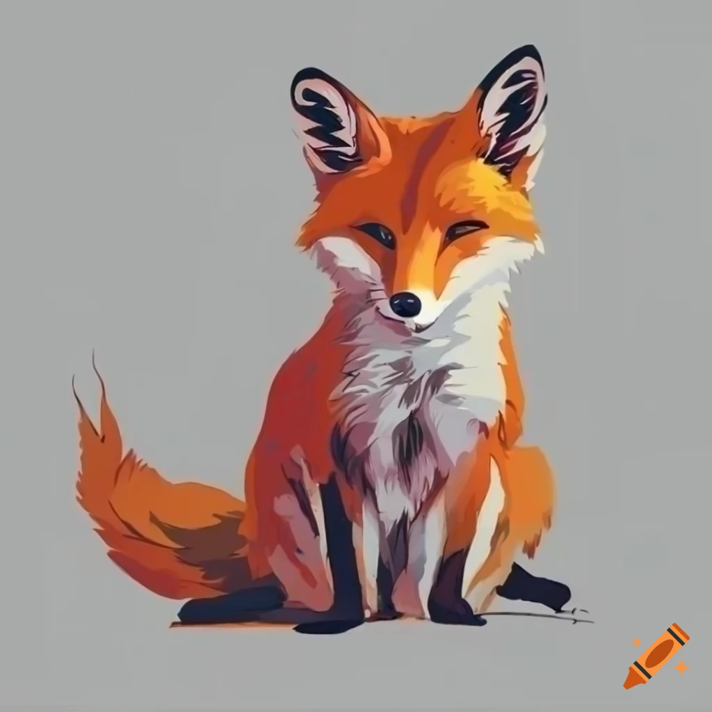 Line art design of a fox on white background