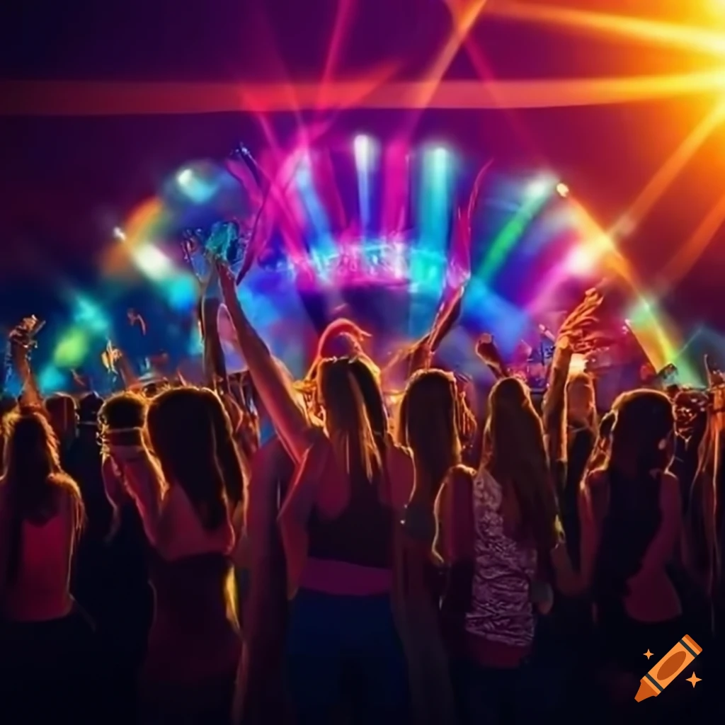 Vibrant Crowd At A Music Festival On Craiyon