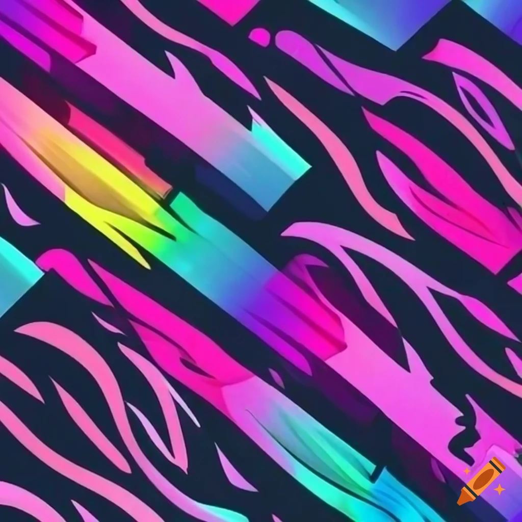 Neon stripes and 80's pattern on Craiyon