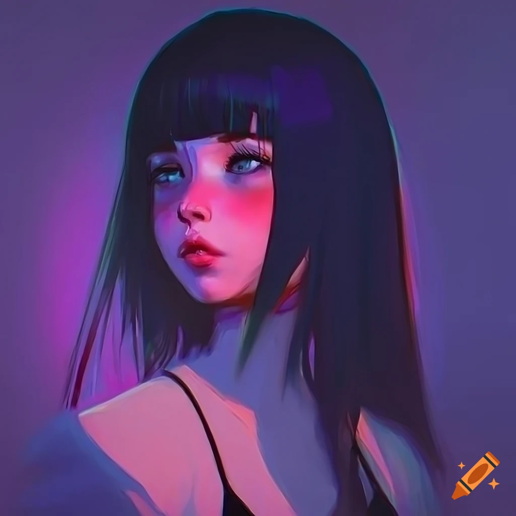 Digital art of a cat girl with unique hair colors and violet eyes on ...