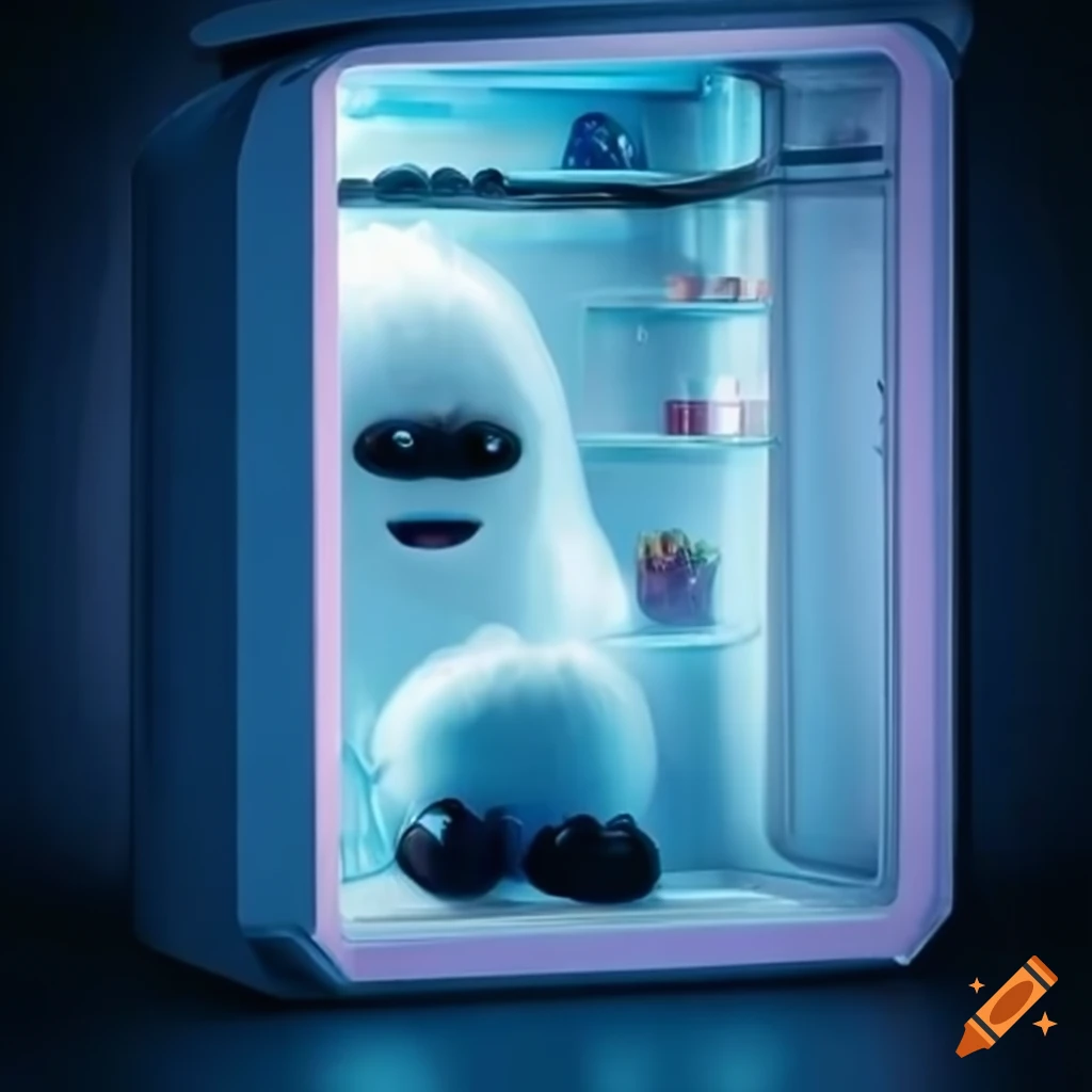 Small yeti inside a fridge