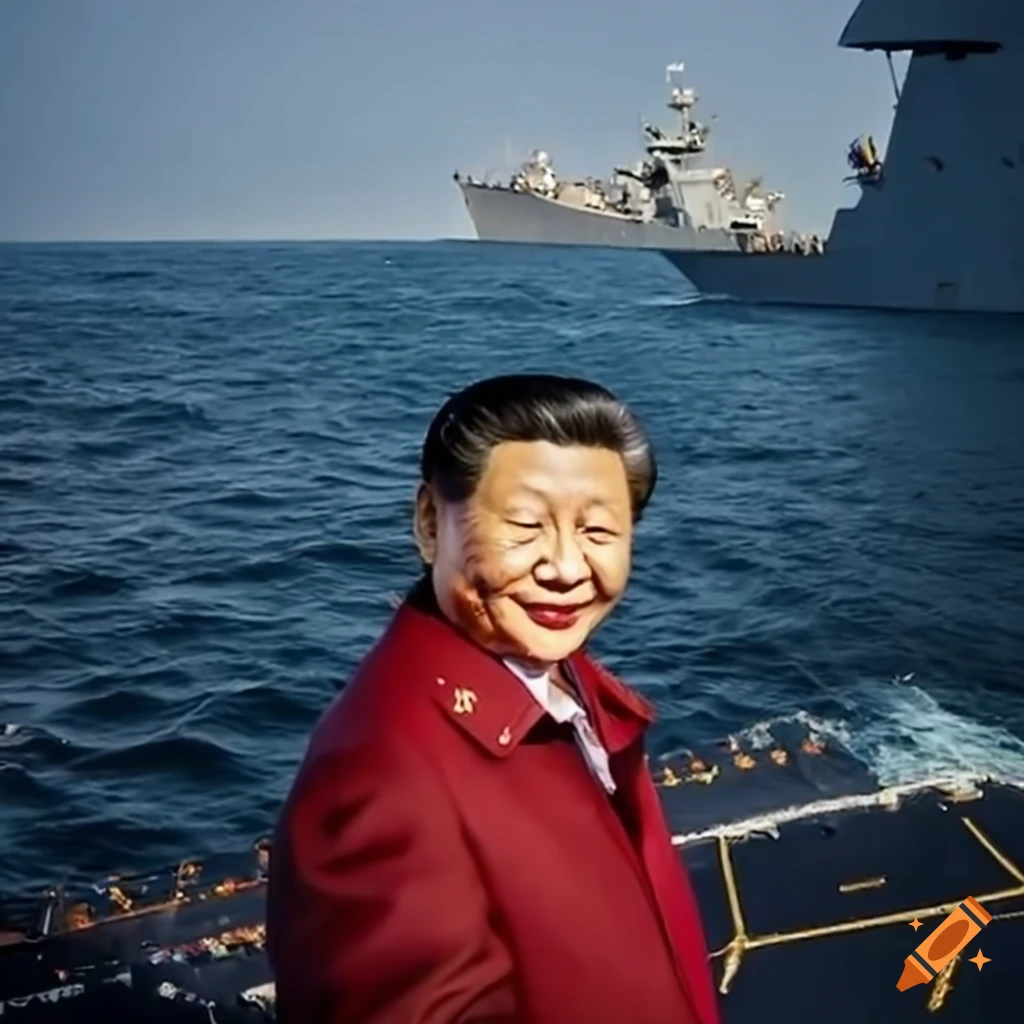 Xi Jinping on a naval vessel
