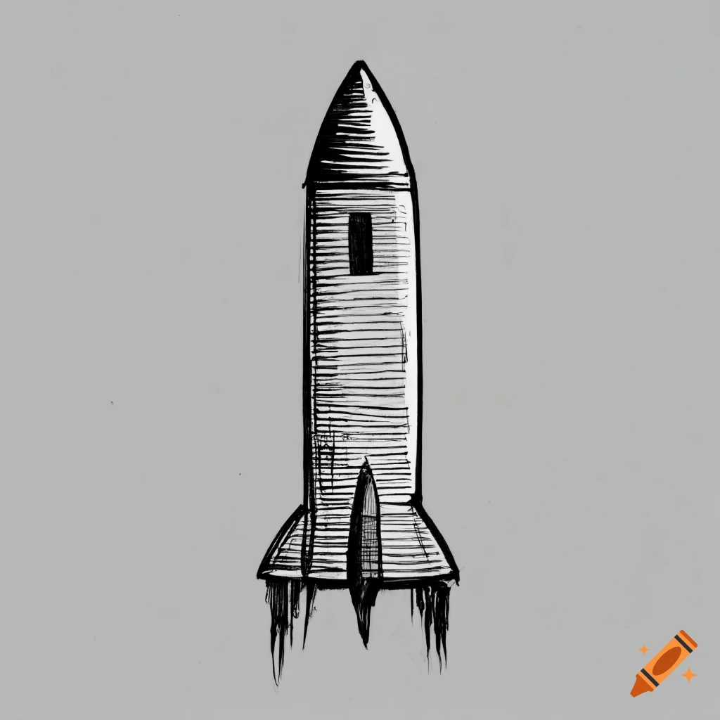 Space rocket drawing – Line art illustrations