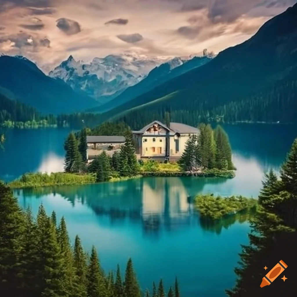 Austrian villa on an alpine lake island