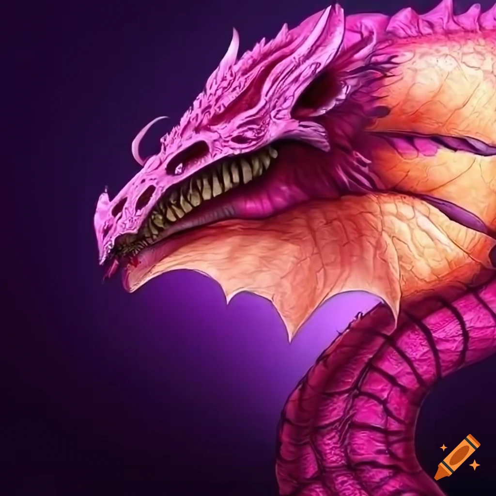 Illustration of a detailed dragon with sharp scales on Craiyon