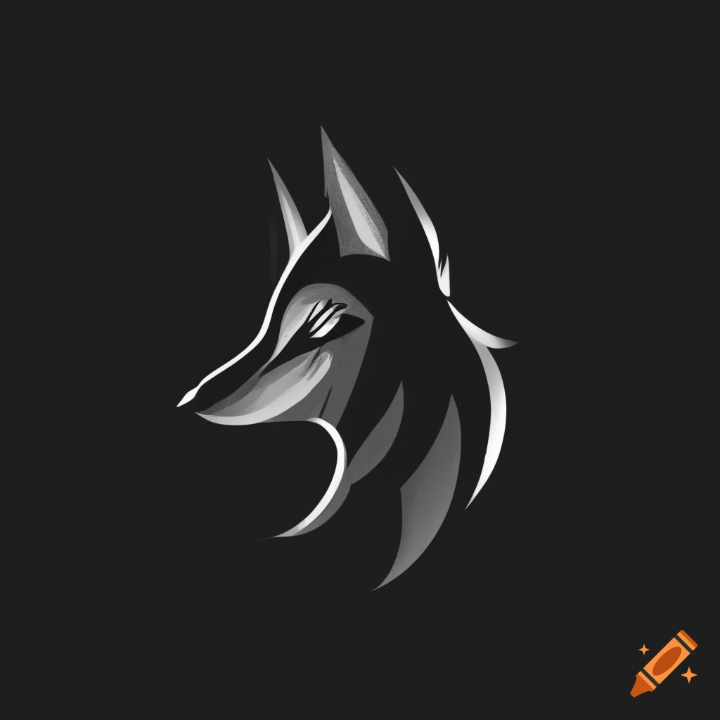 Black and white minimalist coyote logo