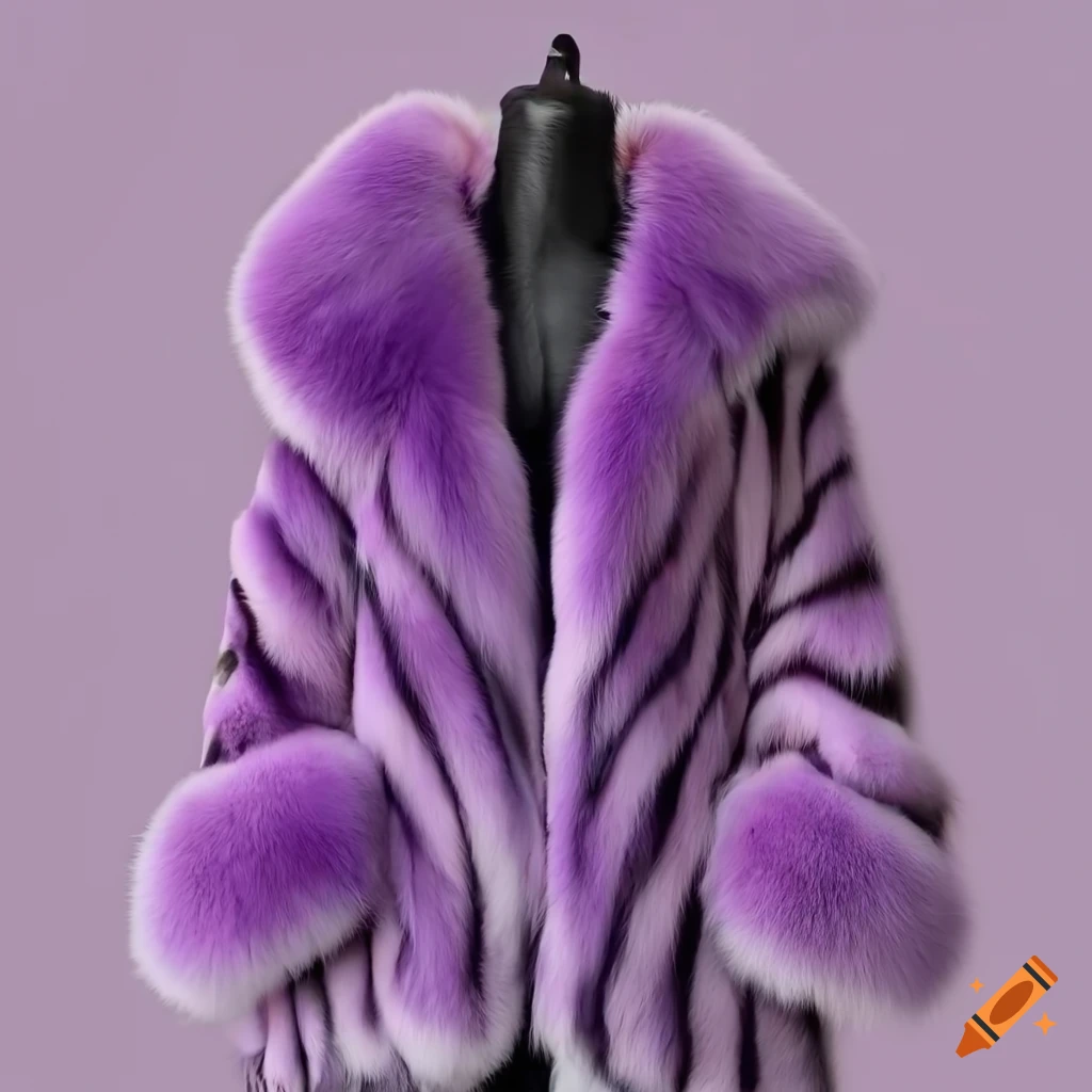 Purple zebra print fox fur coat on Craiyon