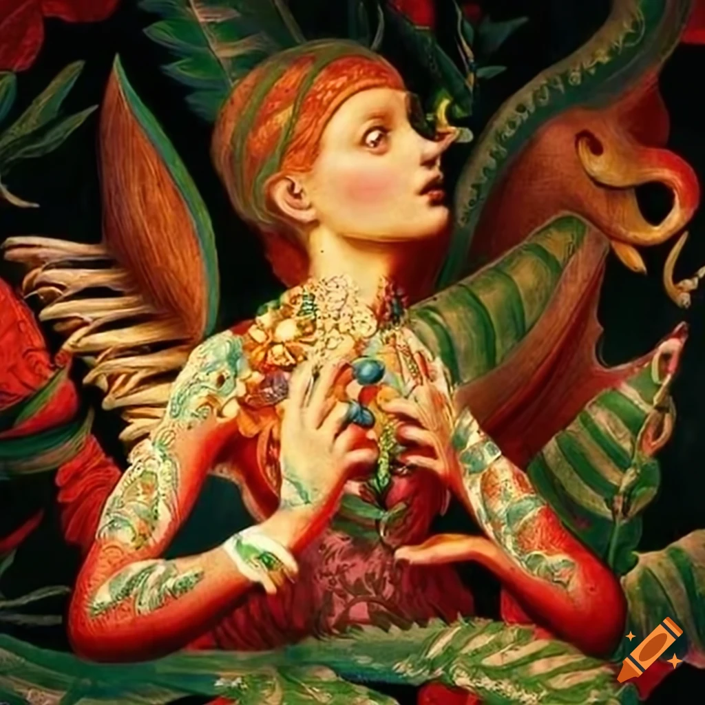 Illustration of christmas in the garden of eden on Craiyon