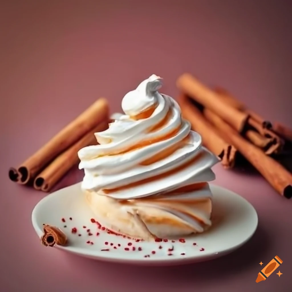 Whipped cream with cinnamon sticks and sprinkle
