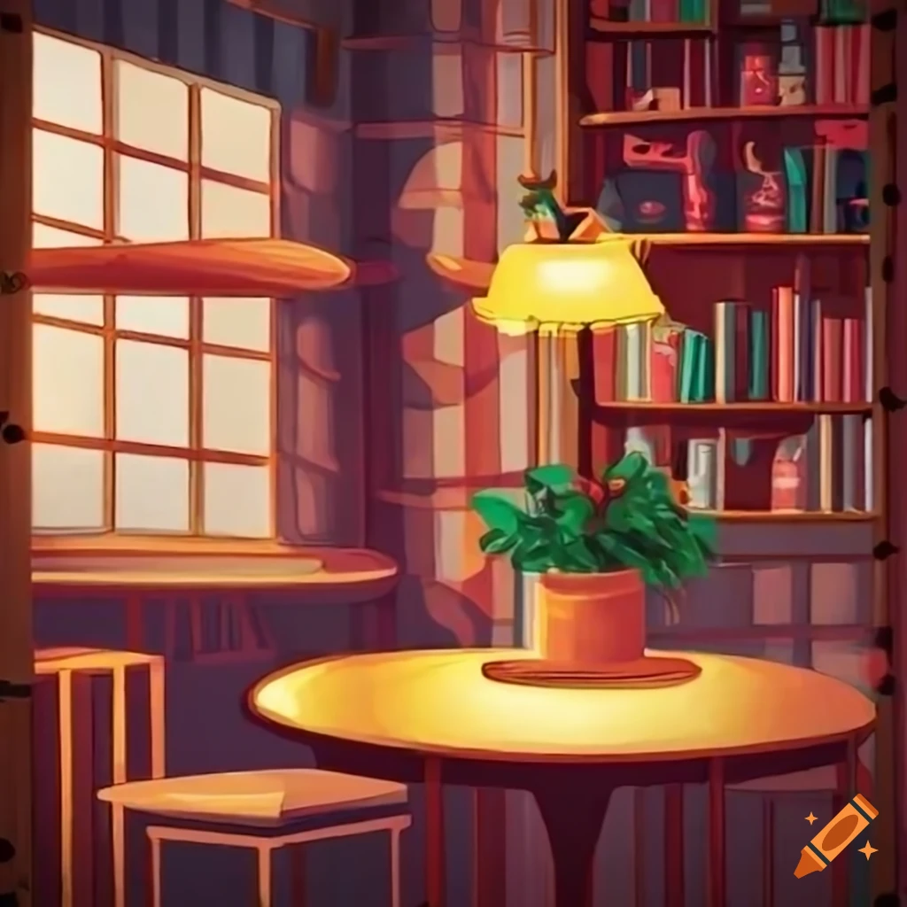 Illustration Of A Cozy Coffee Shop With A Floral Bookworm illustration-of-a-cozy-coffee-shop-with-a-floral-bookworm