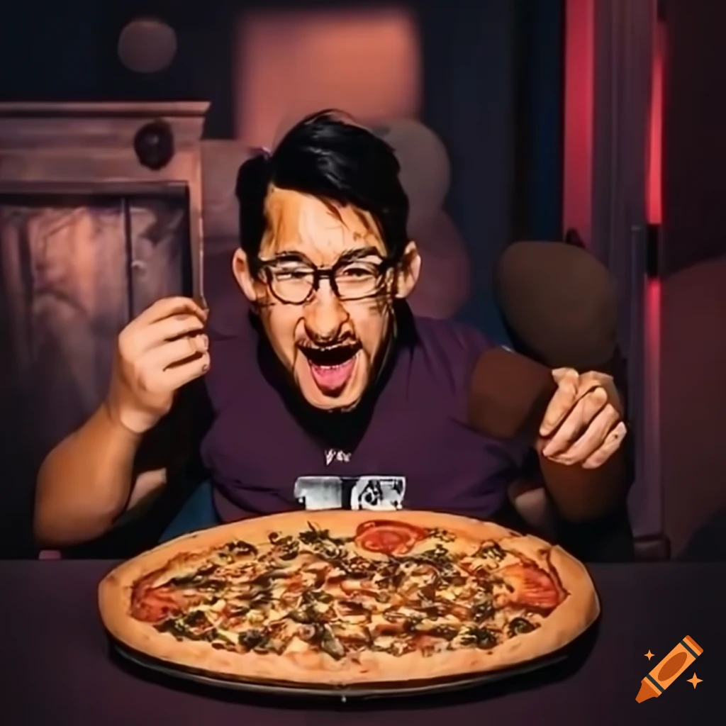 Photo Of Markiplier And Freddy Fazbear Eating Pizza On Craiyon 