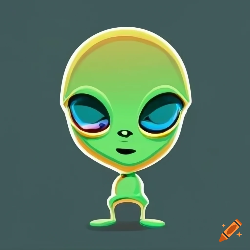 Colorful cartoon alien in cool clothes on Craiyon