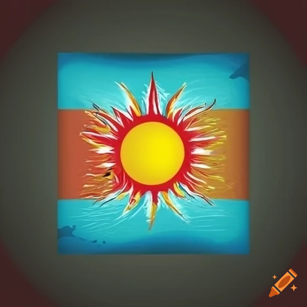 Bright flag design with leaf and sun symbol on Craiyon