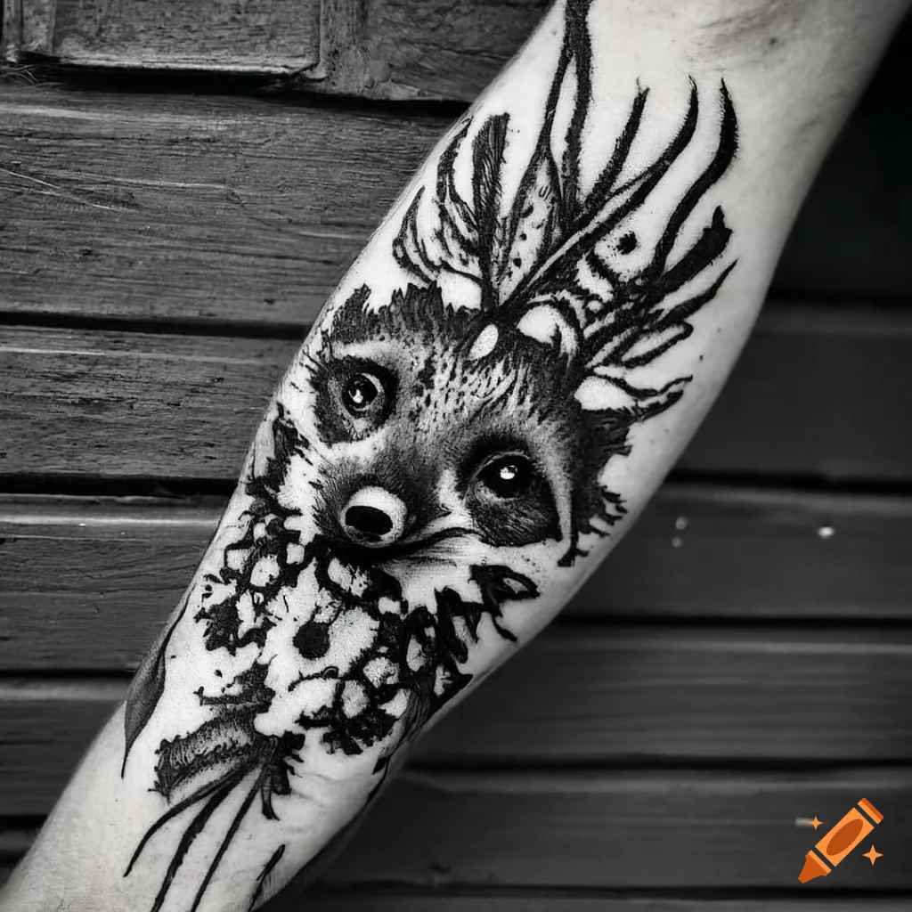 Black and white fox with intricate designs on Craiyon