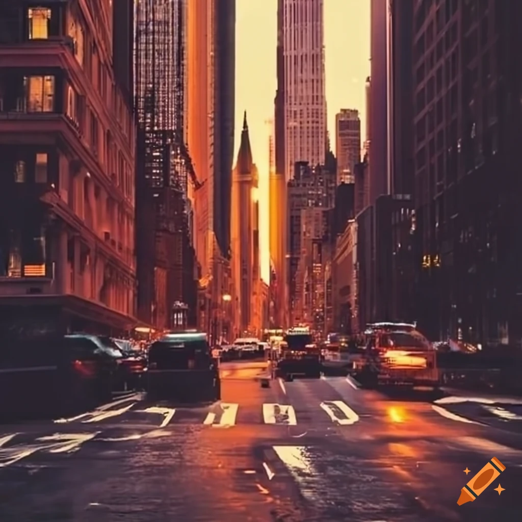 Sunset over the streets of new york city on Craiyon