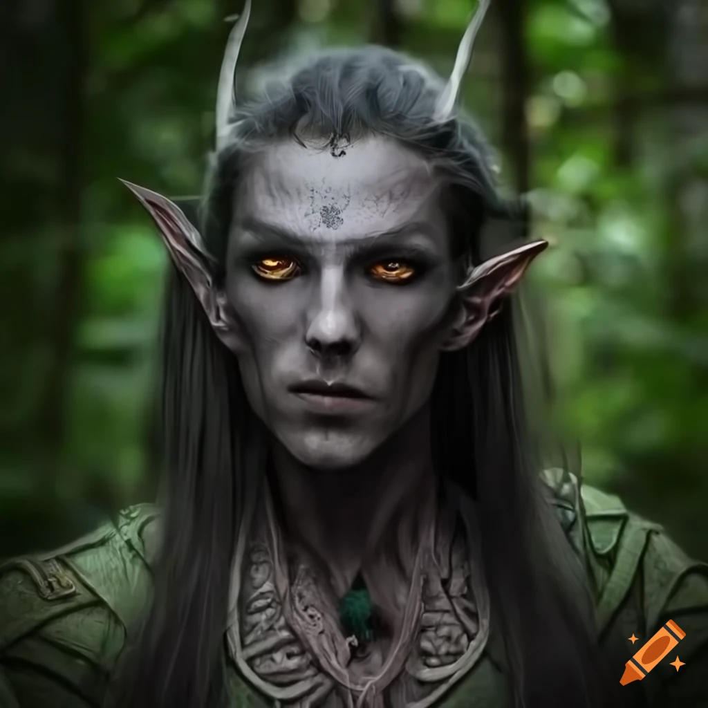 Portrait Of A Male Dark Elf Druid In A Lush Forest On Craiyon