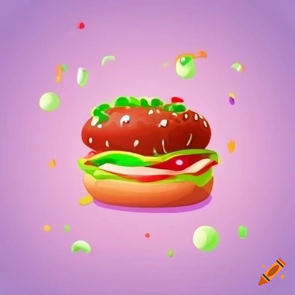 Cute cartoon icons of various fast food items