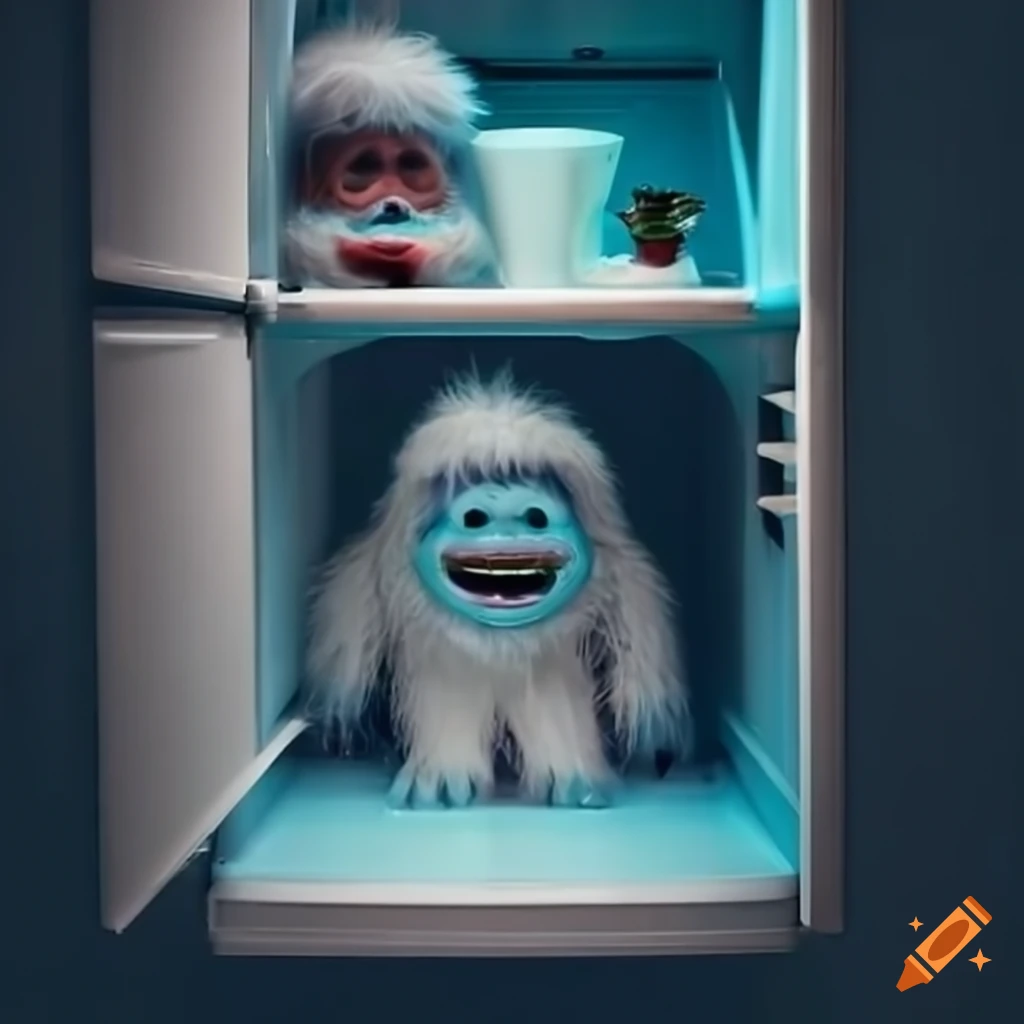 Funny yeti inside a fridge on Craiyon