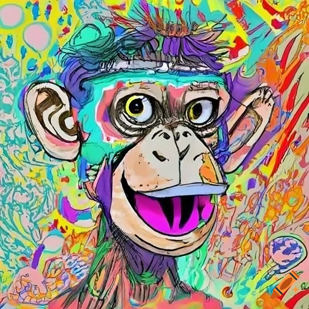 Sketch of a manga-style ape with big eyes on Craiyon