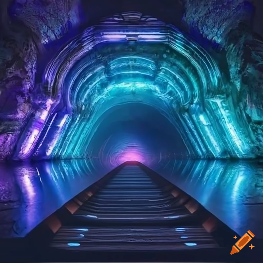 zoomed out view of a futuristic underground city