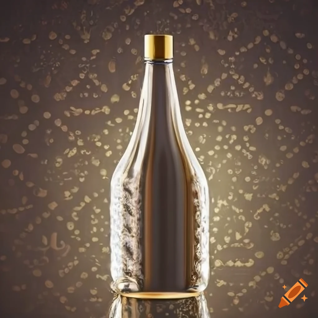 luxurious Evian water bottle with golden details