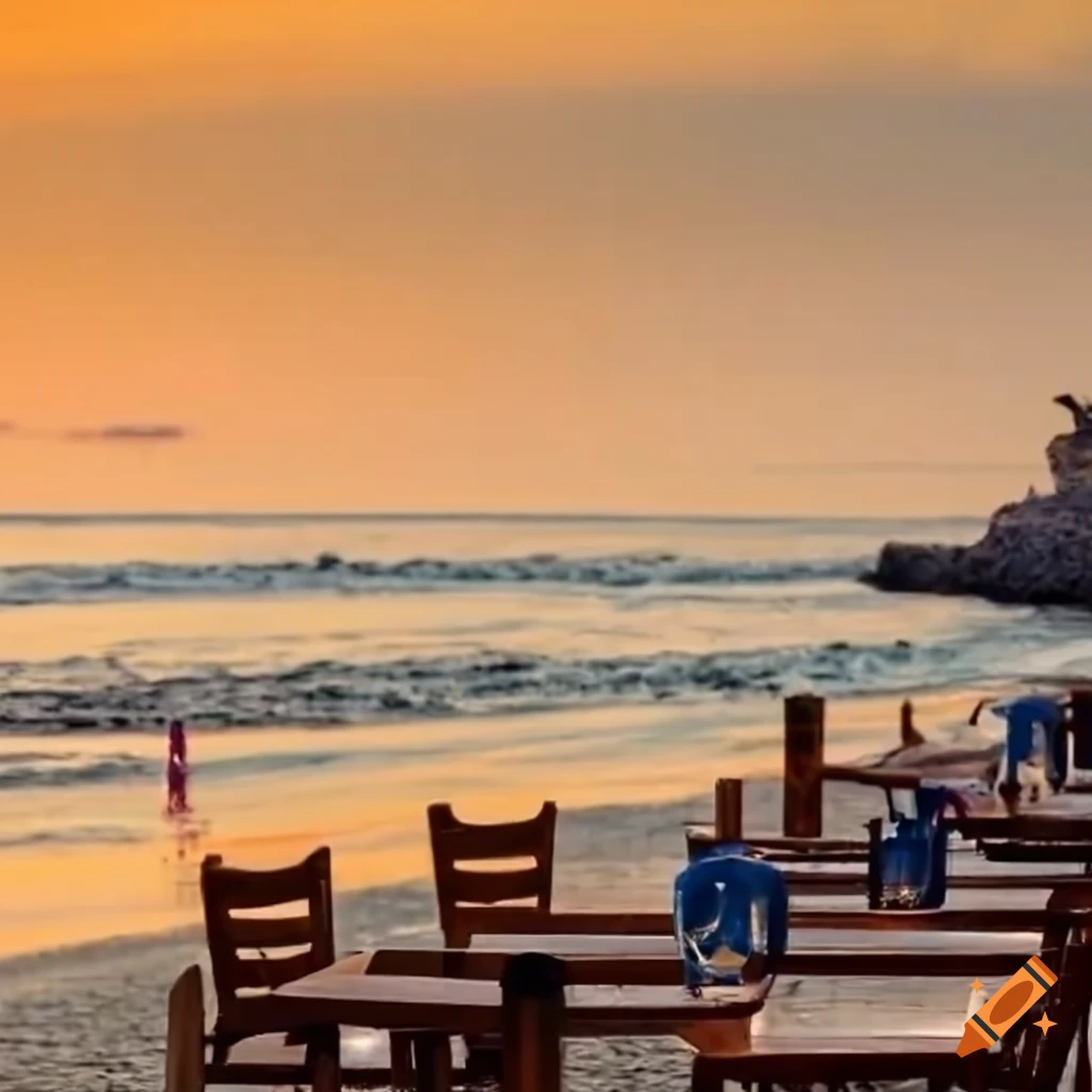 beachfront restaurant at dusk