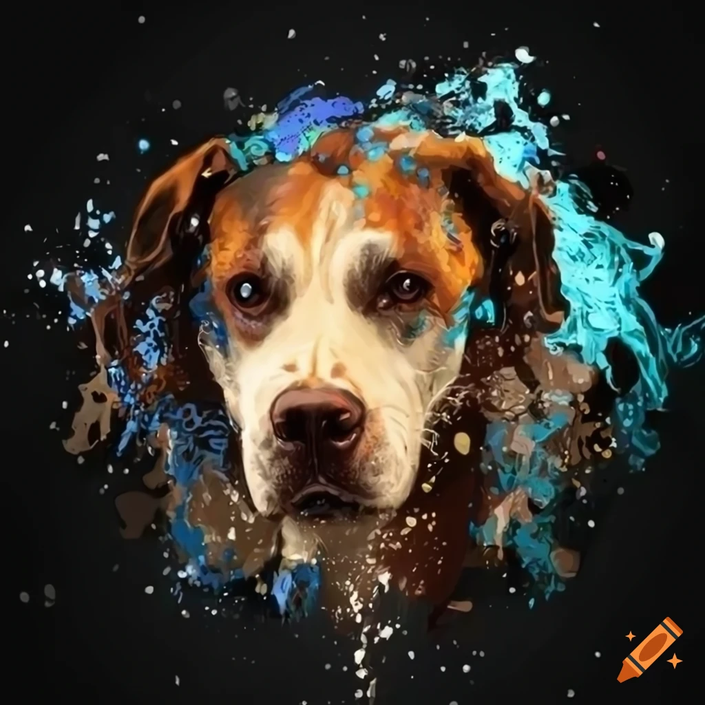 Art of a dog with splash effect on Craiyon