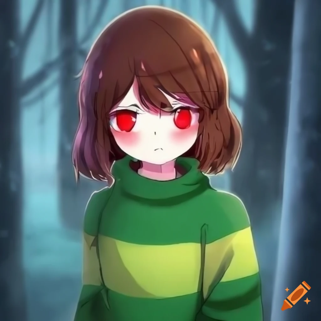 Undertale female chara curiously exploring a wintry forest, manga