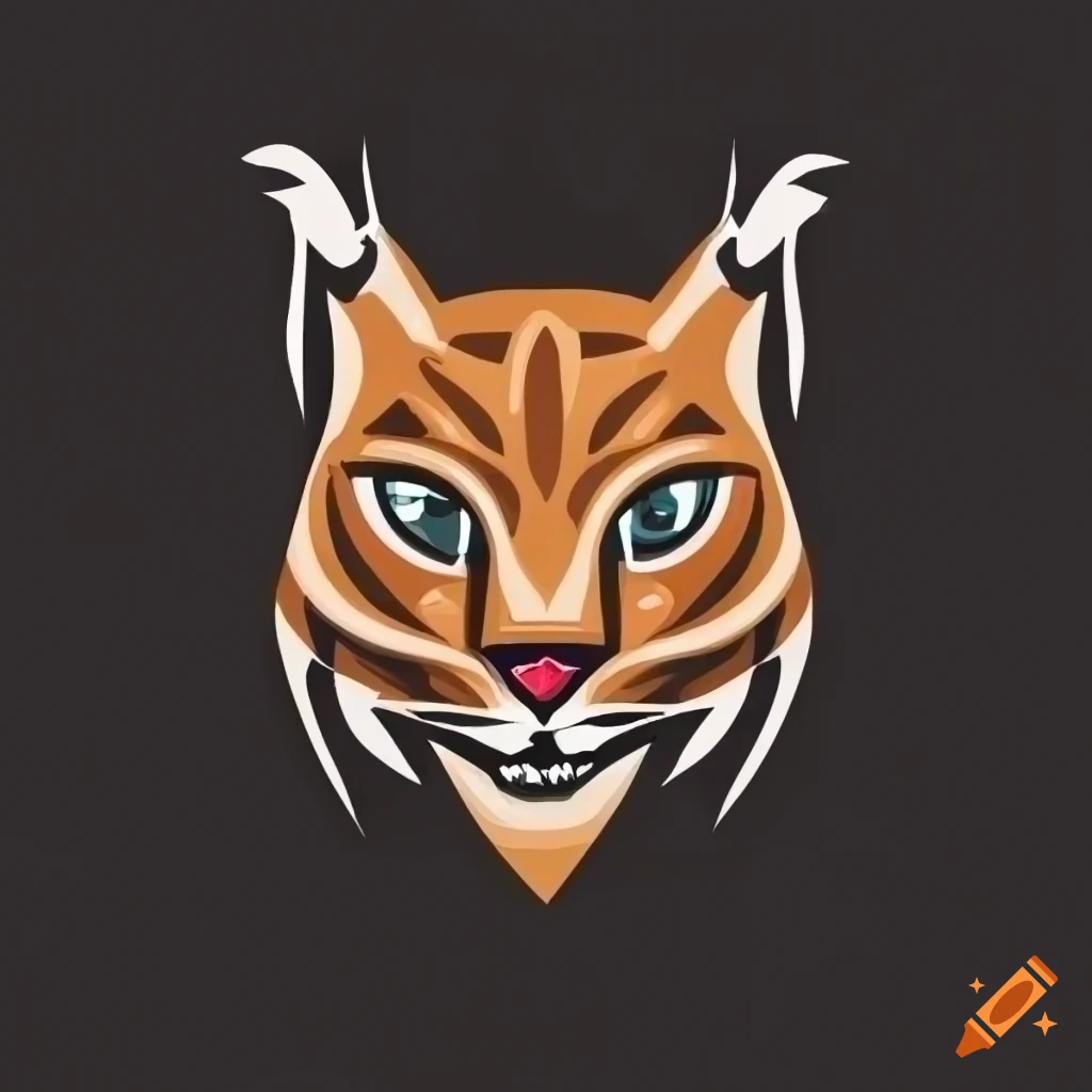 Smiling lynx logo design on Craiyon