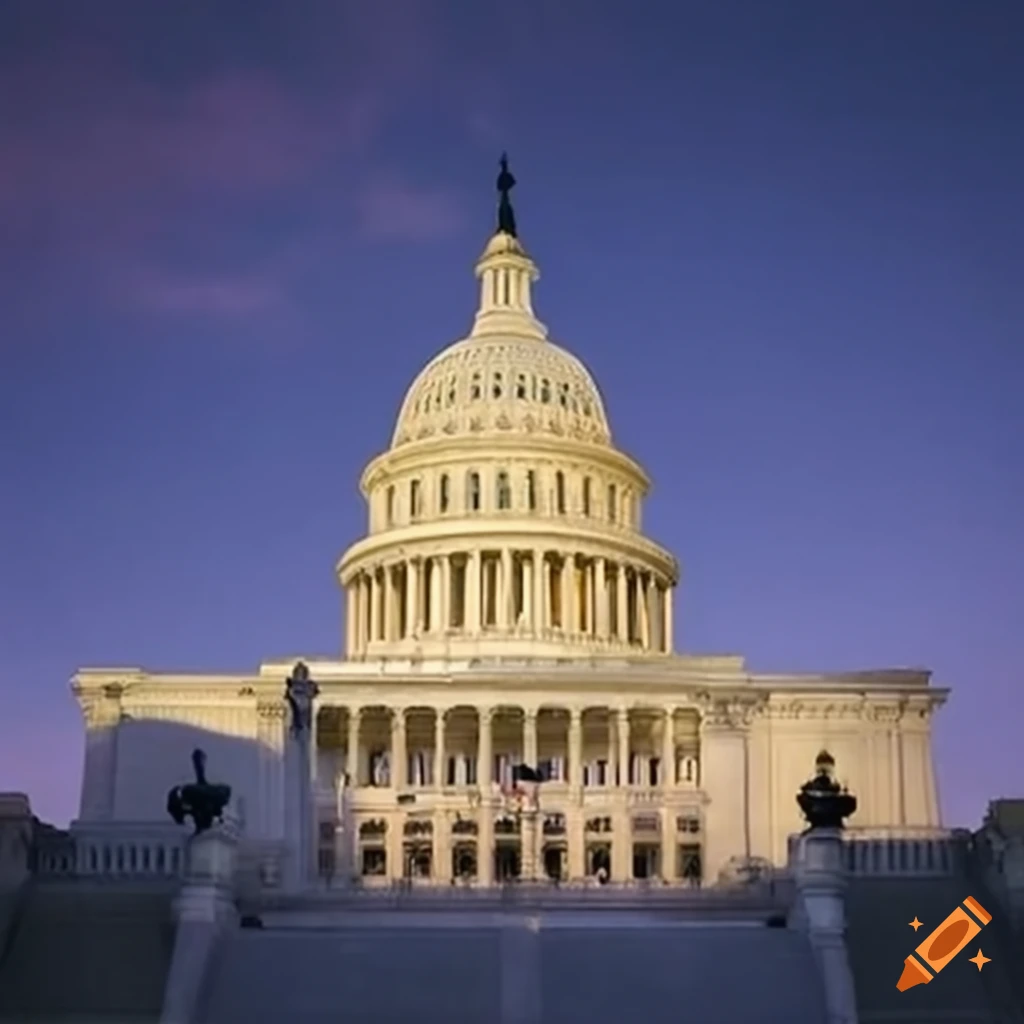 Us capitol building with a satirical banner on craiyon