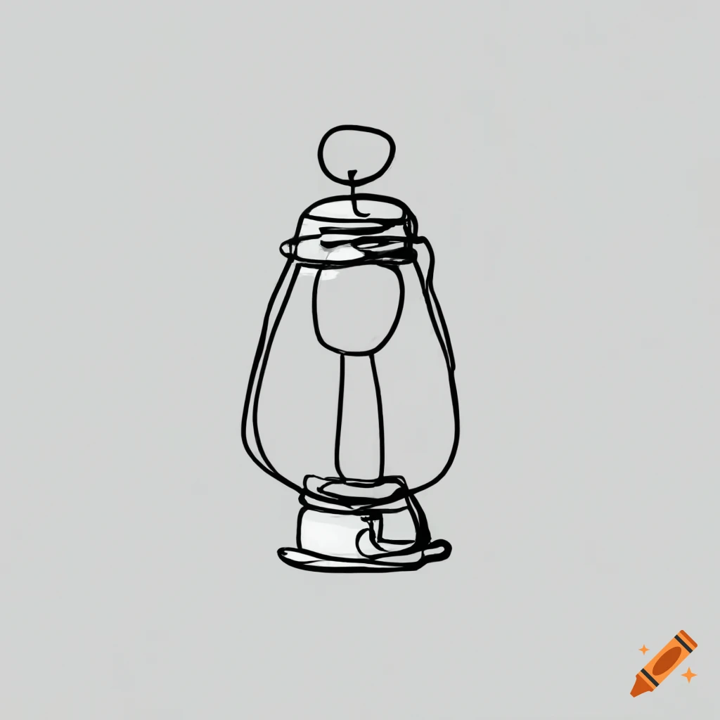 Minimalist drawing of a lantern with a light on Craiyon