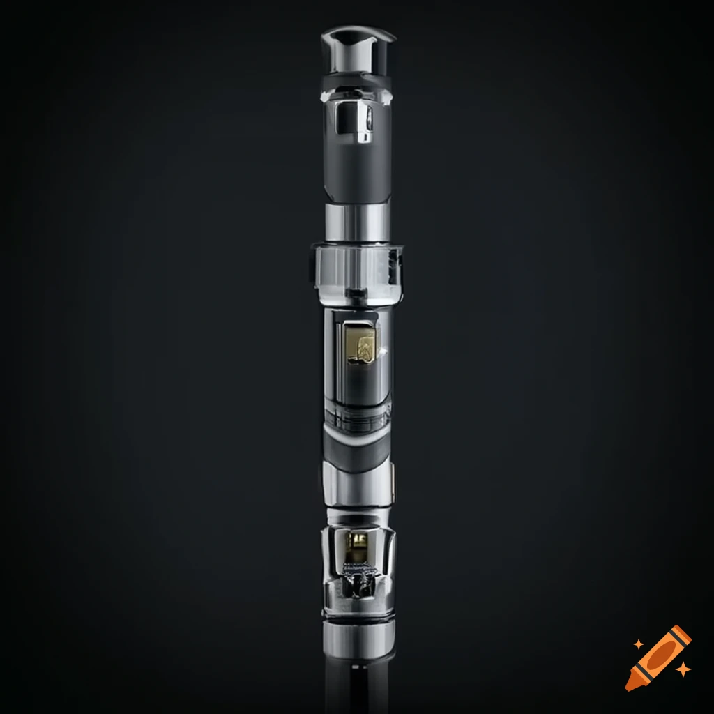 elegant gunmetal grey lightsaber with gold engravings