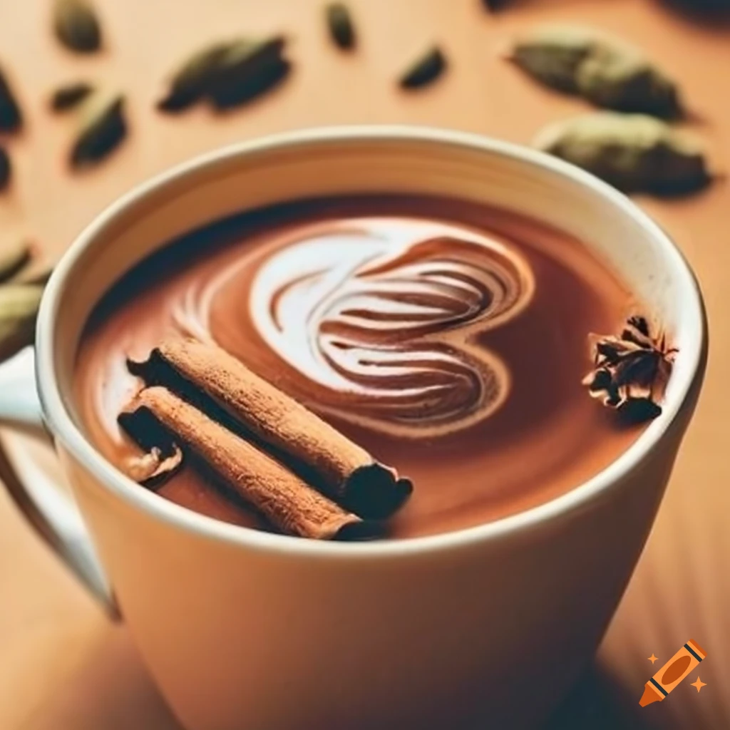 chai latte with cinnamon and cardamom