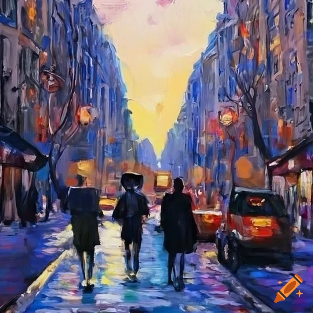 Painting of friends exploring the streets of paris on Craiyon