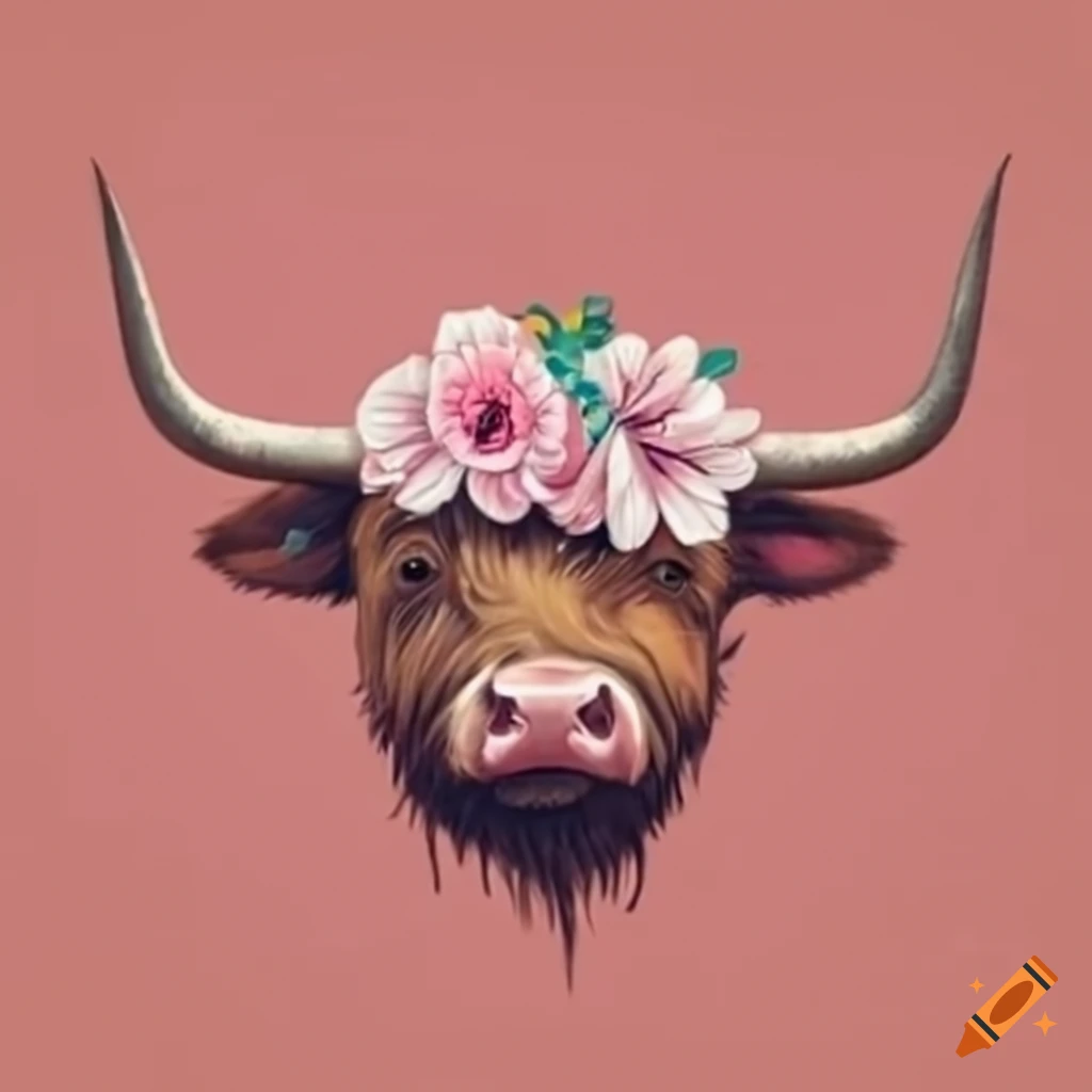 Pink Highland Cow - The Crown Prints