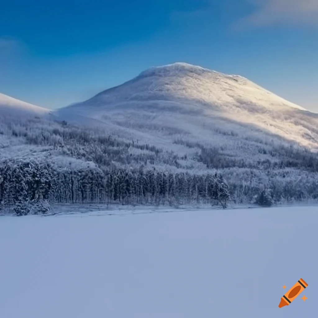 Snowy hills near forest in scotland on Craiyon