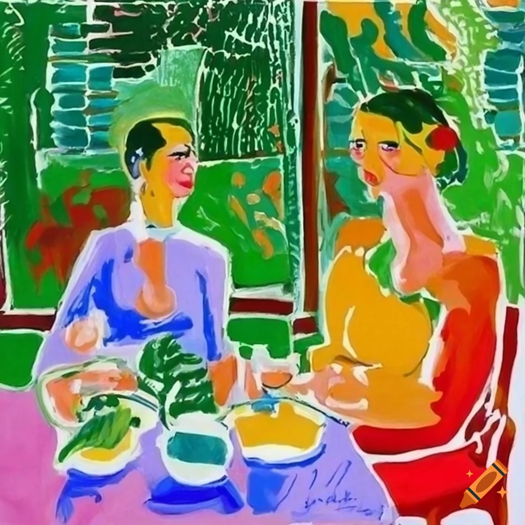 Outdoor coffee shop with art inspired decorations on Craiyon