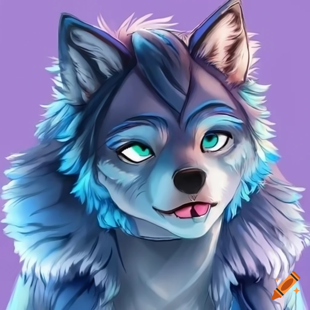 Cute blue furry wolf on Craiyon