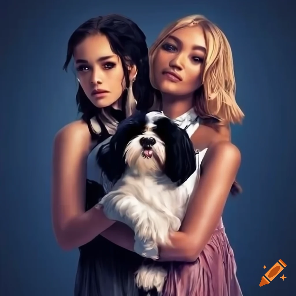 Gossip Girl cast with a shih tzu