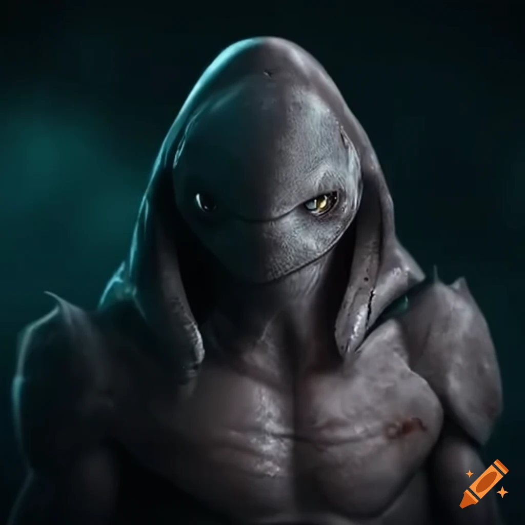 image of a humanoid warrior shark