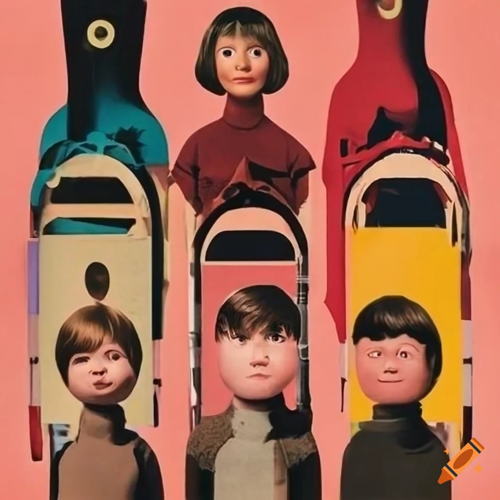 60s movie poster with tiny people and a giant vacuum cleaner on Craiyon