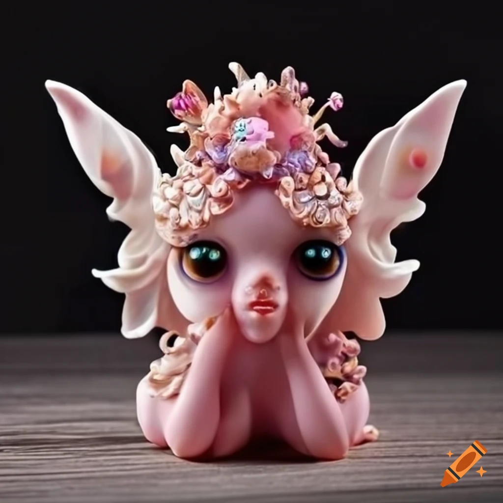 intricate figurine of a mythical creature with luminescent eyes