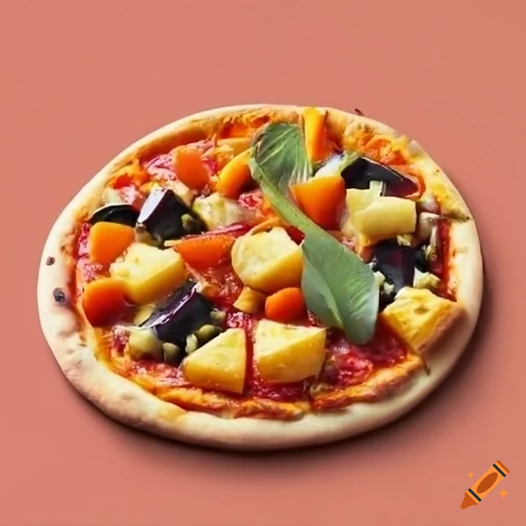 Vegetarian pizza with pineapple and carrot toppings