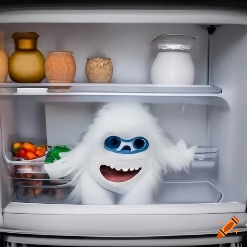 Funny yeti inside a fridge on Craiyon