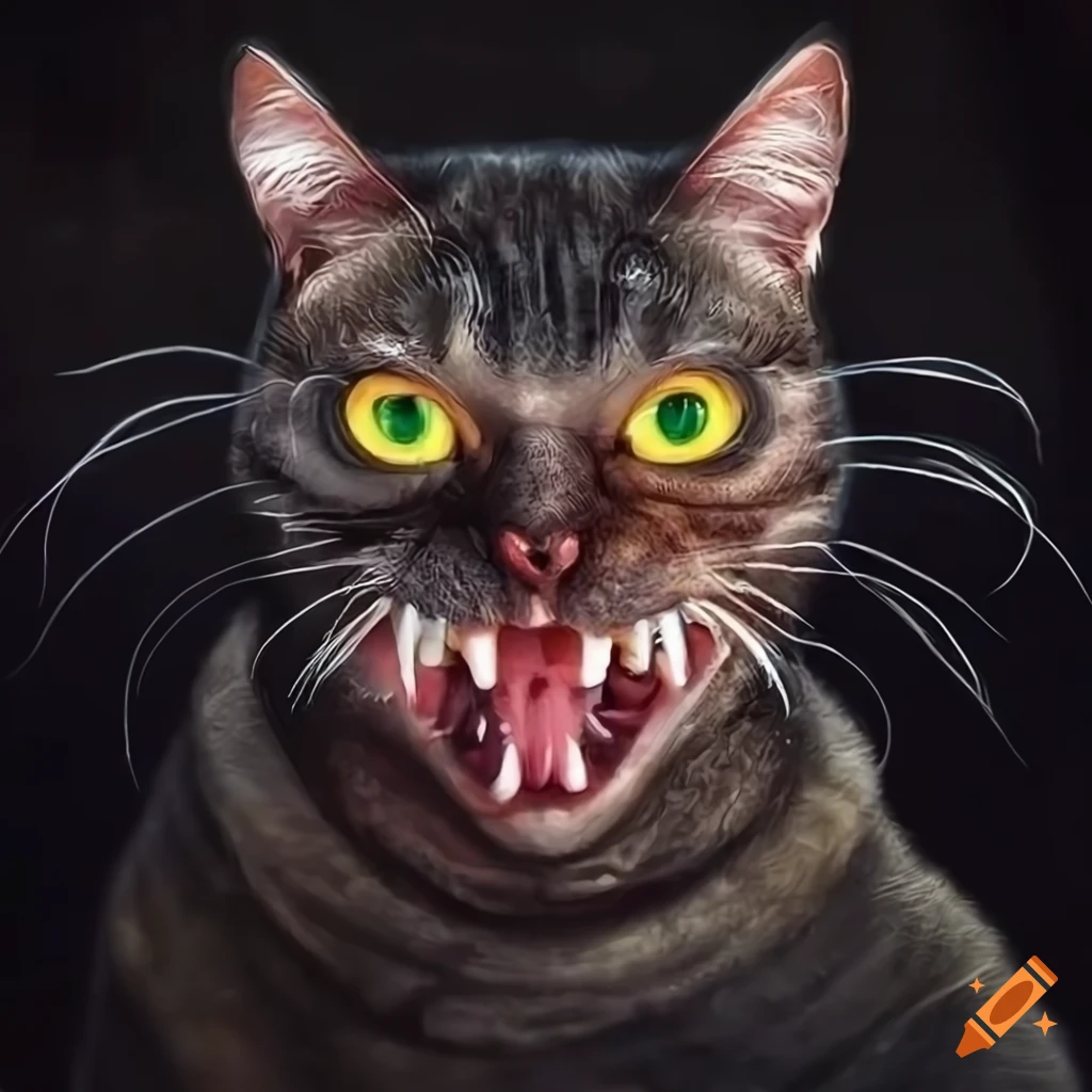 A really angry and ugly cat