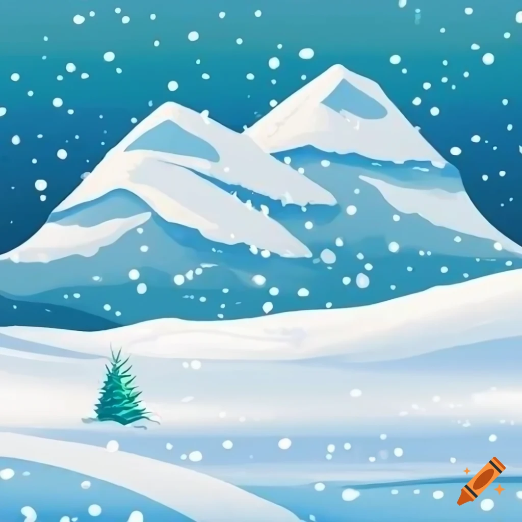 cartoon snow landscape with a slope
