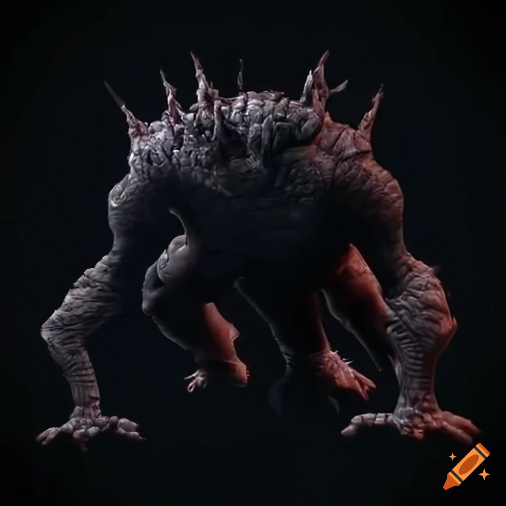 black glitching creature with four arms