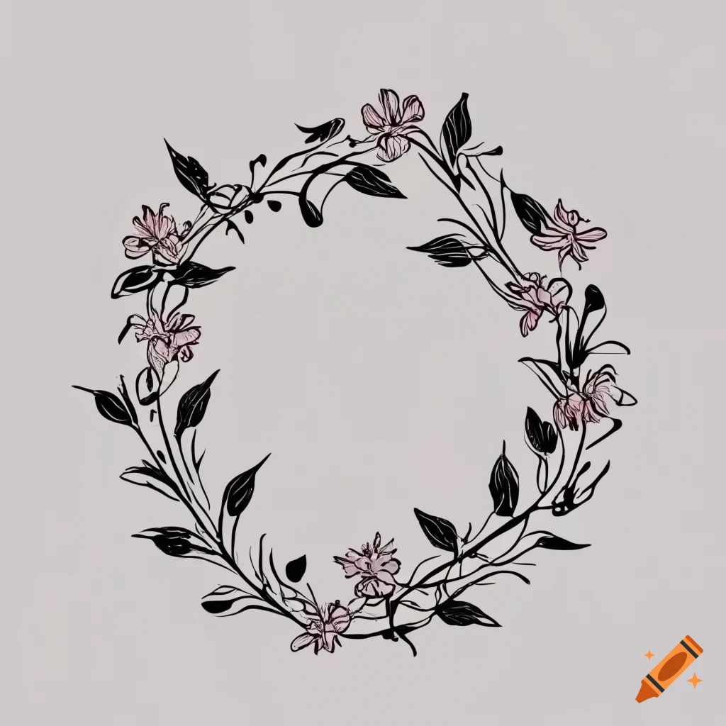 minimalistic black and white belladonna flower wreath