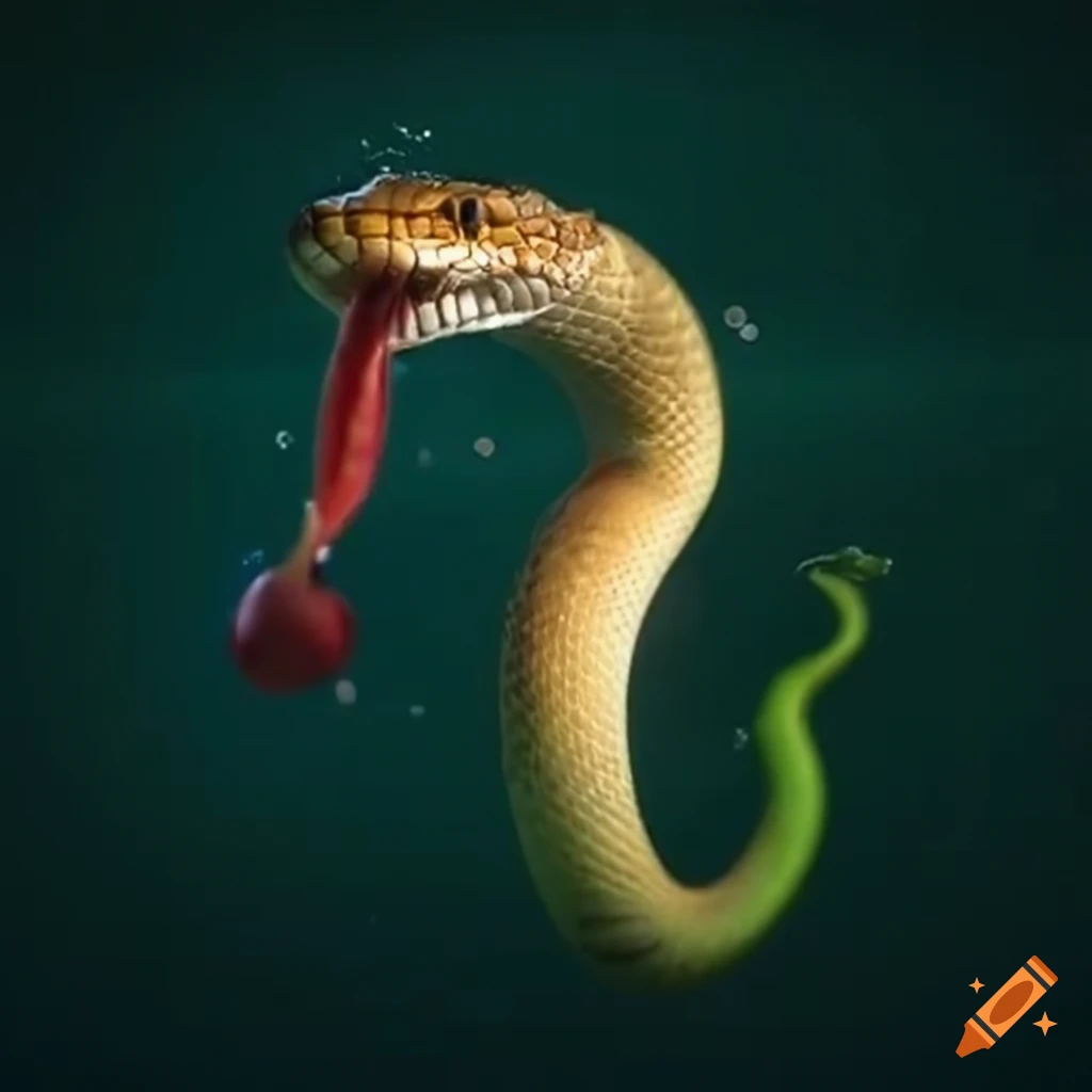 Snake eating an apple underwater on Craiyon