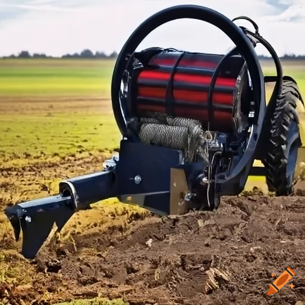 Powerful winch pulling a plow through a field on Craiyon